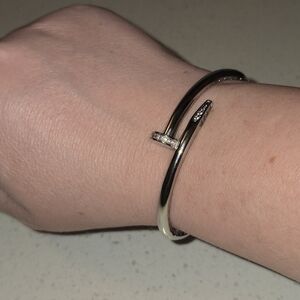 ATHENA DESIGNS NAIL BANGLE CUFF Elegant Silver Bracelet
